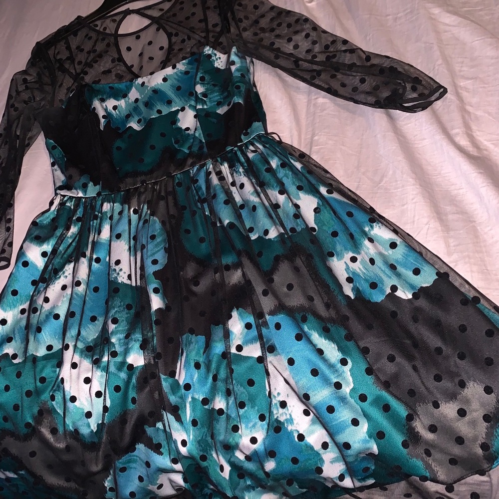 Eliza J Sheer Floral 3/4 Sleeve Dress